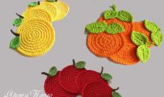 Nakakatuwang mga crocheted potholder na hindi nangangailangan ng mga pattern, na may paglalarawan ng Paano maggantsilyo ng lemon potholder