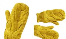 Mittens with a two-color “waffle” pattern, description Patterns for knitted mittens with description