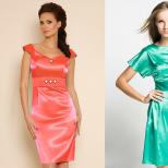 Μακριά και κοντά σατέν φορέματα: στυλ, χρώματα και λεπτομέρειες